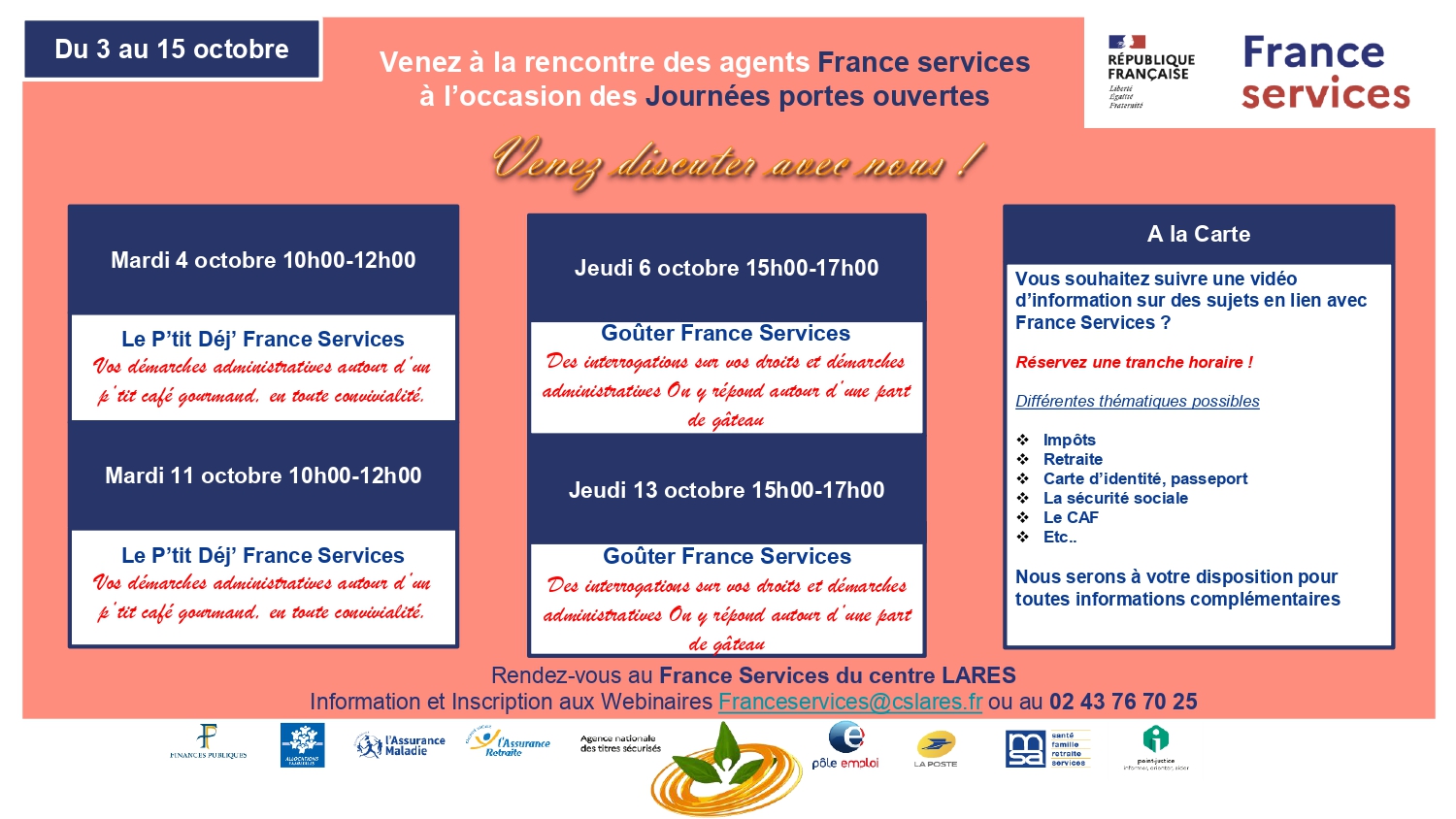 Lire la suite à propos de l’article Journées portes ouvertes France Services au sein du Centre LARES