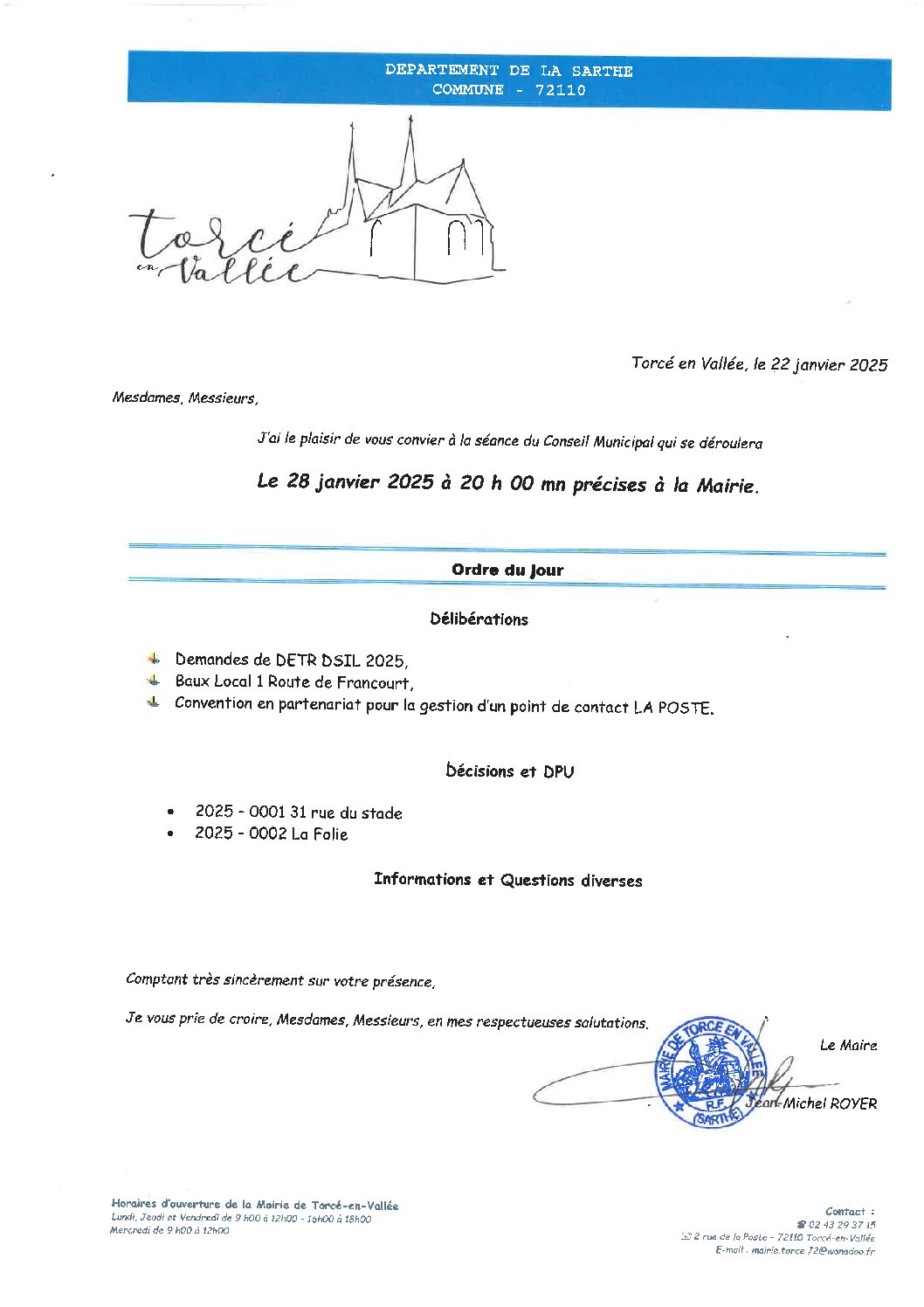 Lire la suite à propos de l’article Ordre du jour 28 Janvier 2025