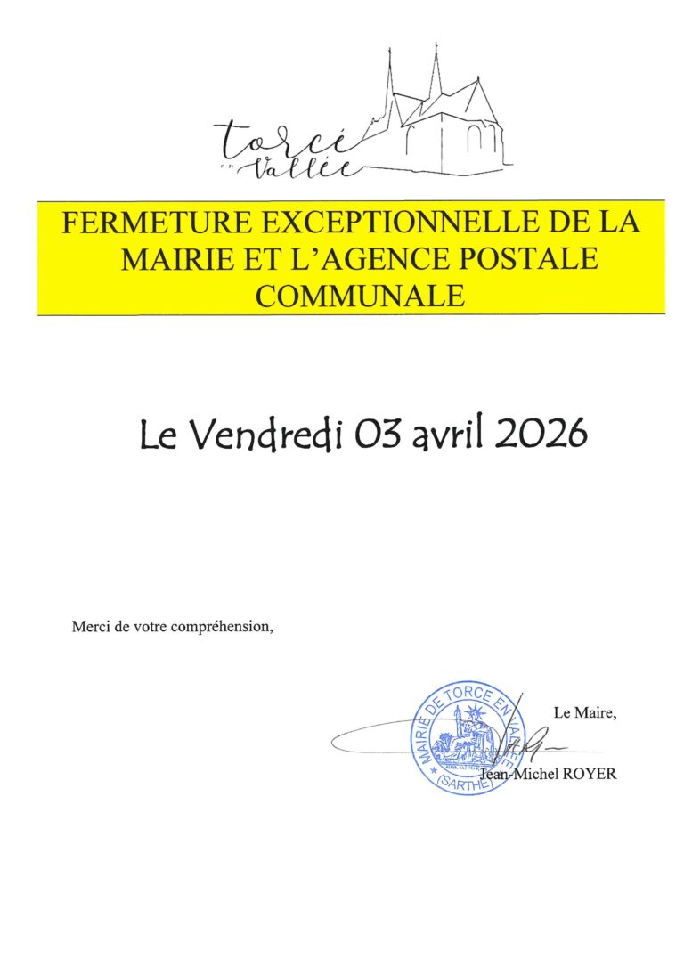 Lire la suite à propos de l’article FERMETURE MAIRIE